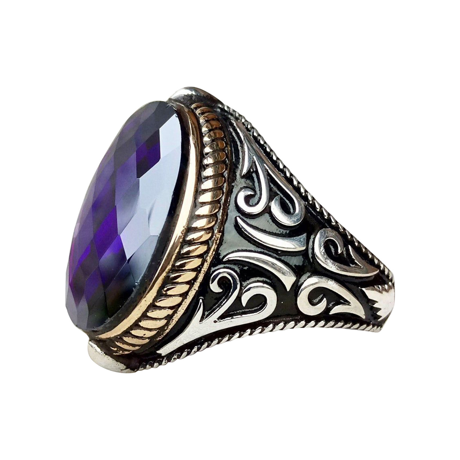 thumbnail image 3 of Moda Elegante Púrpura Piedra Anillo Joyería Anillo de compromiso para las mujeres y los hombres, 3 of 8